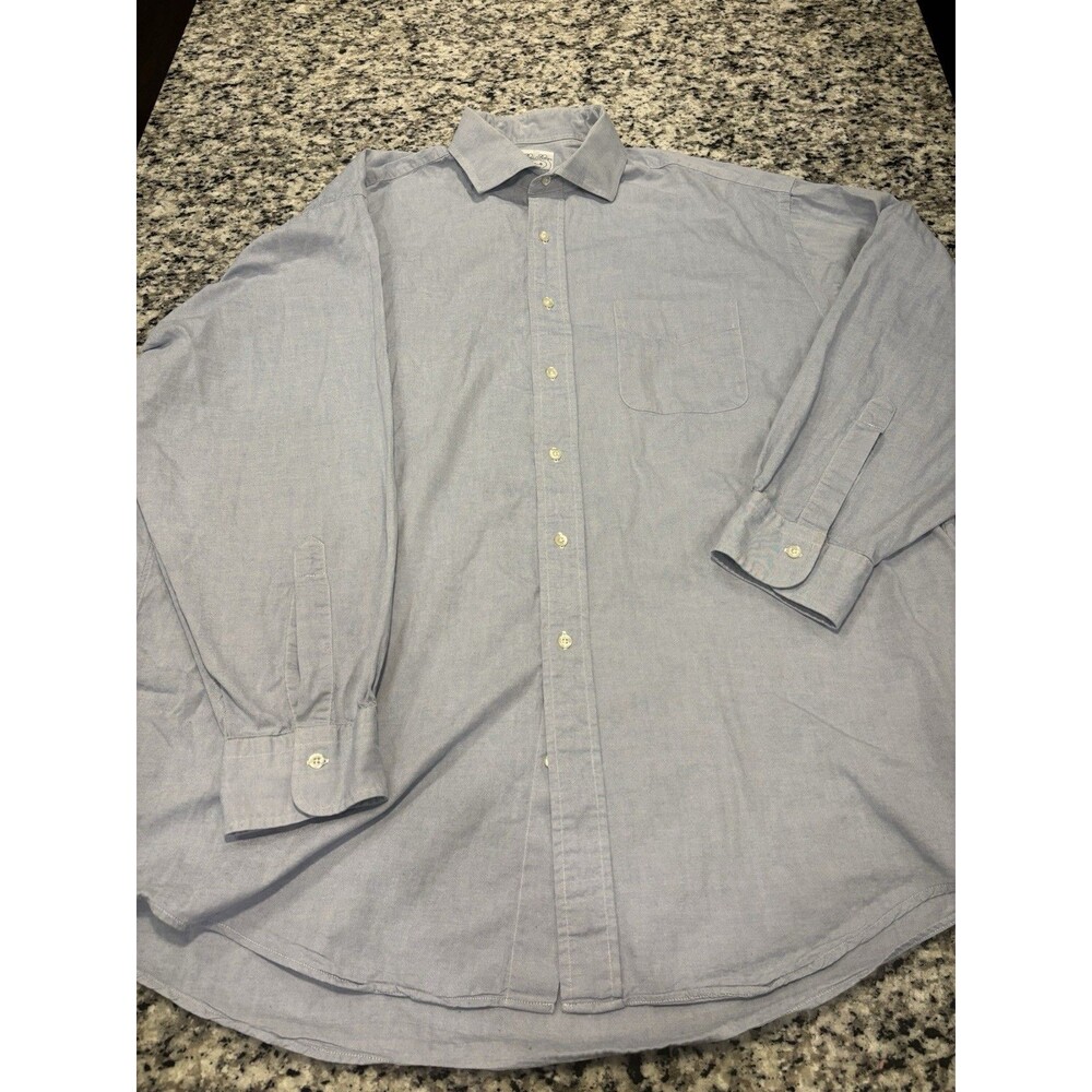 Brooks Brothers Relaxed Fit Button Down Shirt Mens Blue 17-4